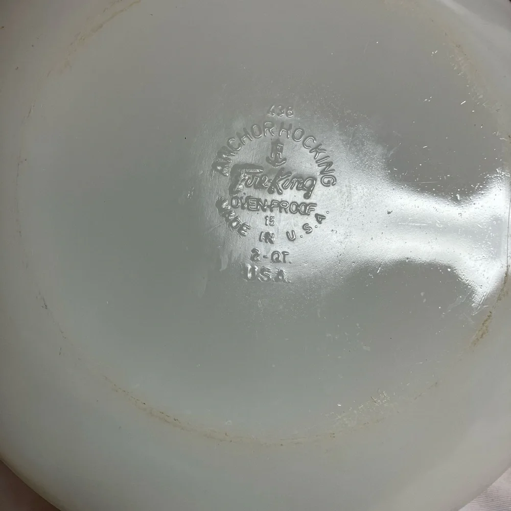 Anchor Hocking Fire King White and Green Bakeware Dish